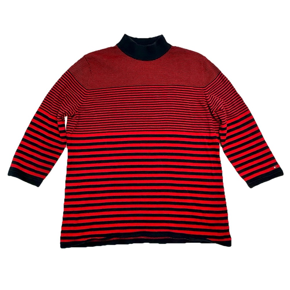 Tommy Hilfiger Womens Sweater‎ Size XL Red & Navy Blue Striped Nautical Classic